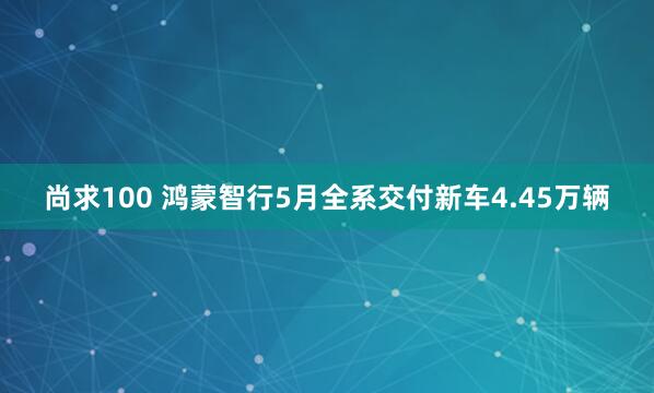 尚求100 鸿蒙智行5月全系交付新车4.45万辆