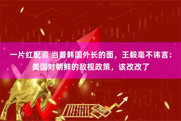 一片红配资 当着韩国外长的面,王毅毫不讳言:美国对朝鲜的敌视政策,该改改了